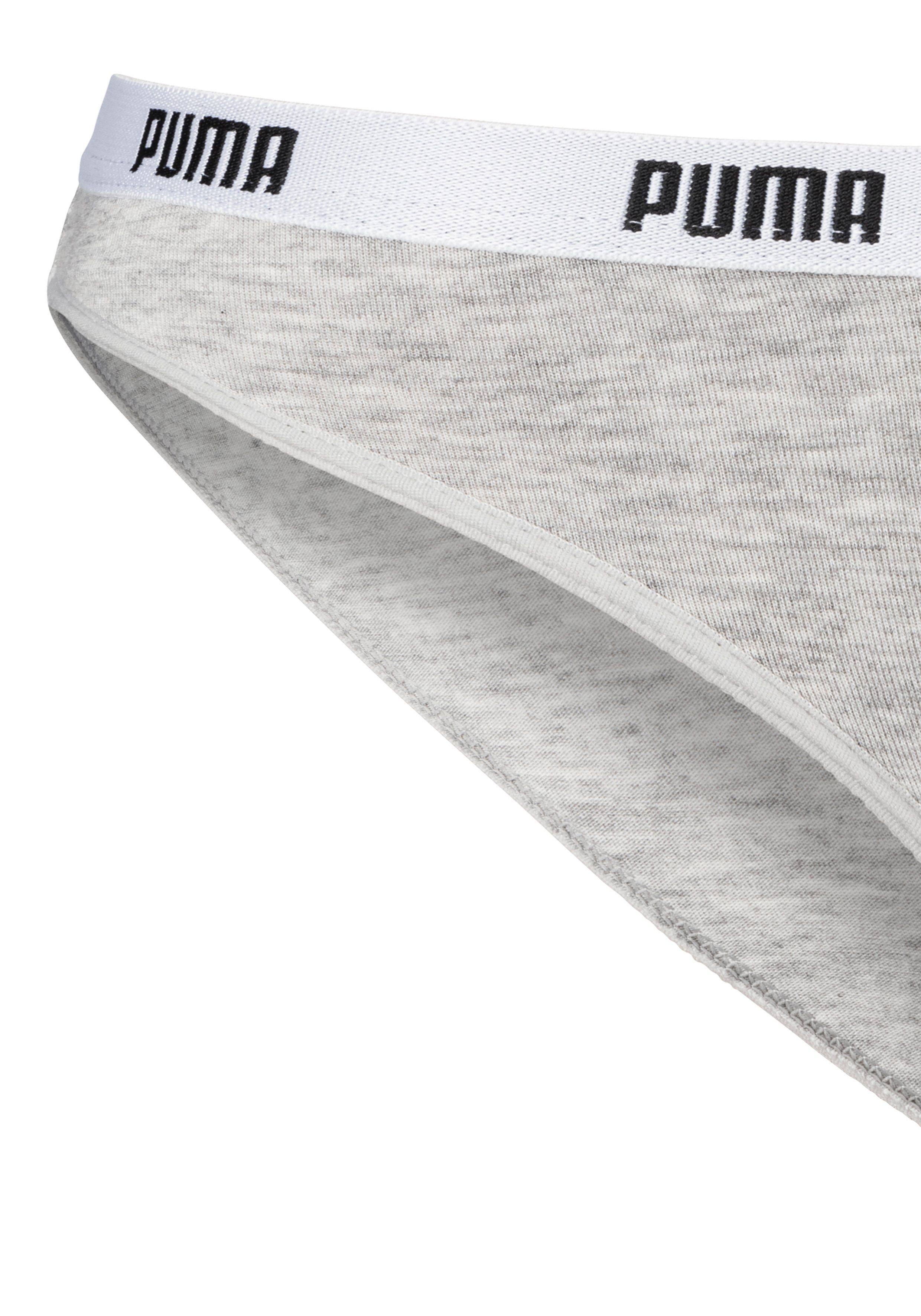 (Packung, Logo-Webbündchen grau-meliert schmalem mit Iconic Bikinislip 2-St) PUMA