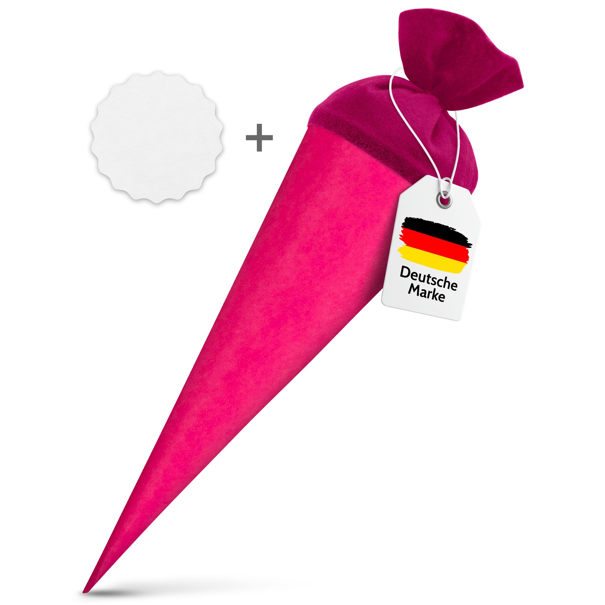 itenga Schultüte itenga Set Pink Schultüte Rohling 70 cm rund + Namensschild Stern (Mot