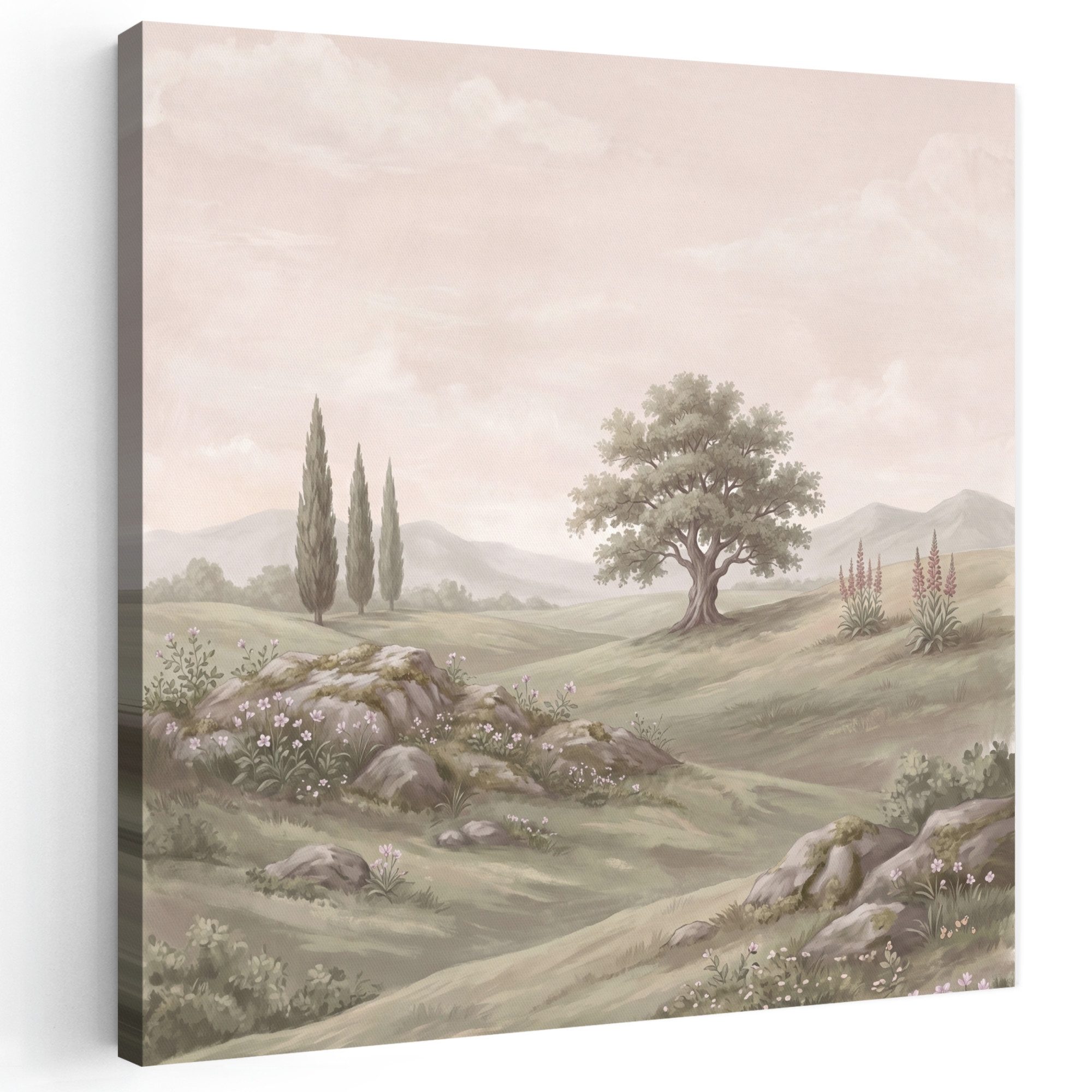 OneMillionCanvasses® Leinwandbild Berghang - Bäume - Natur - Grünanlagen, Fotodruck (1 St), Wandbild, Deko Schlafzimmer Wohnzimmer Flur 20x20 cm