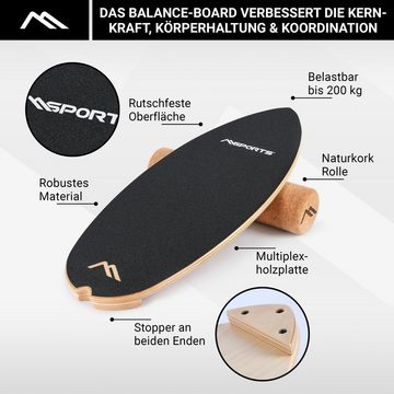MSports® Balanceboard »Surf Balance Board aus Holz/Balance Skateboard inkl. Rolle«