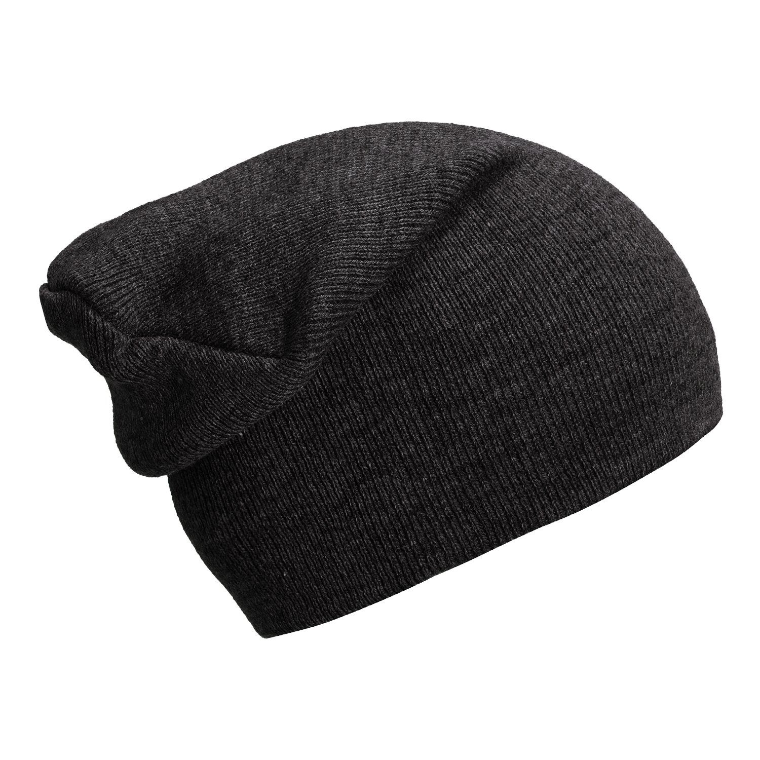 DonDon Beanie Schlauchmütze Mütze (Packung, 1-St) Wintermütze, klassischer Slouch-Beanie basaltgrau