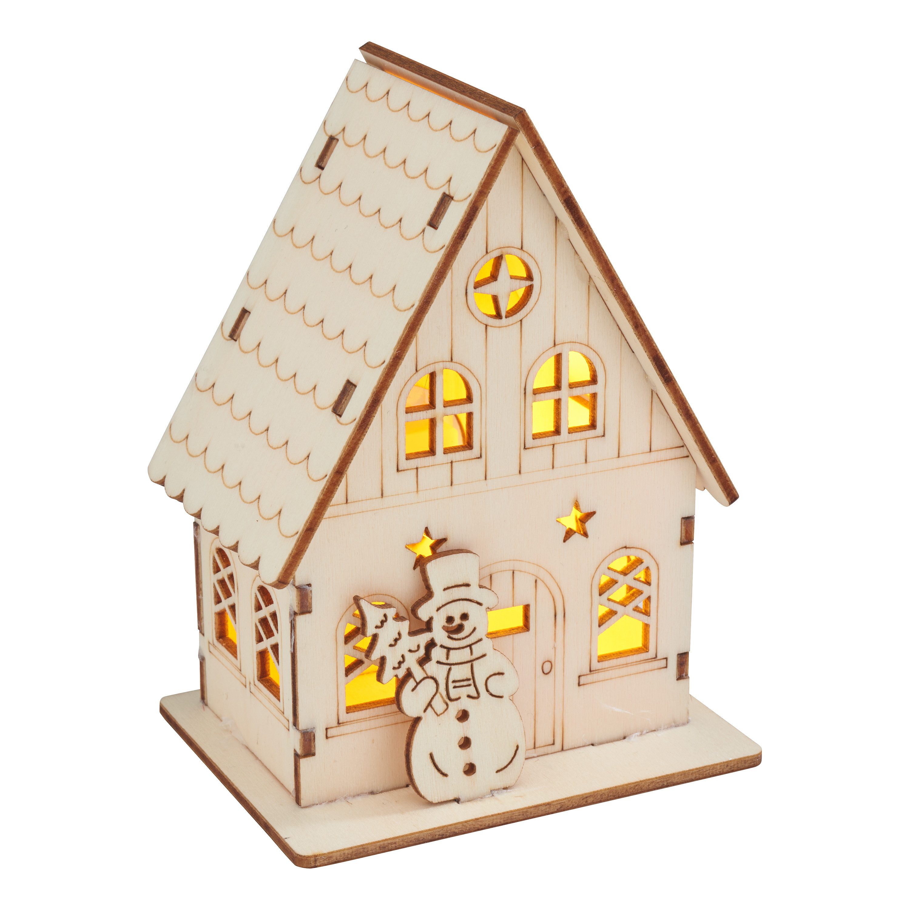 VBS Dekoobjekt Haus mit Schneemann, 9 Teile
