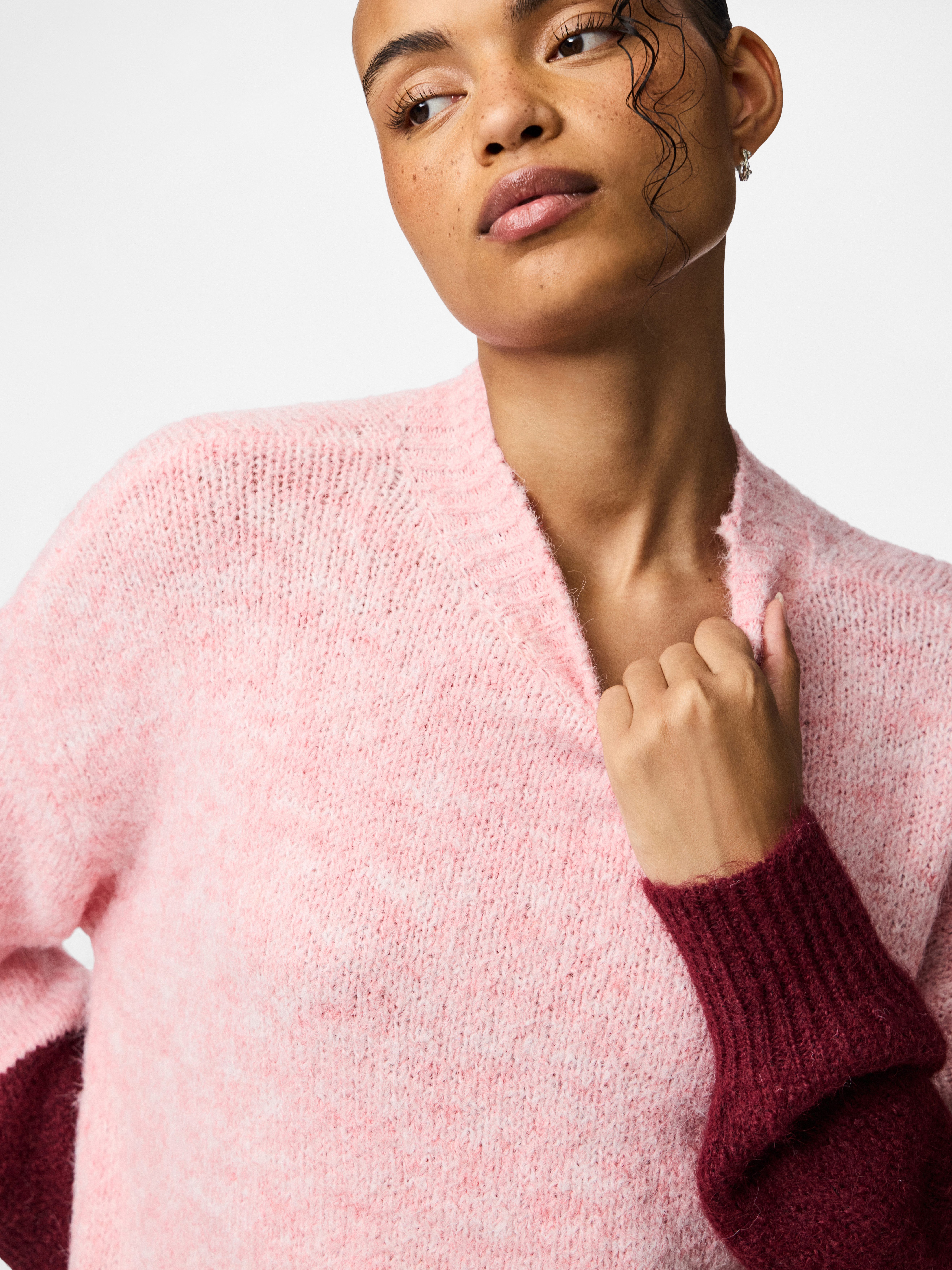 pieces Rundhalspullover PCIVY LS O-NECK COLOR BLOCK KNIT PWP BC Colorblock günstig online kaufen