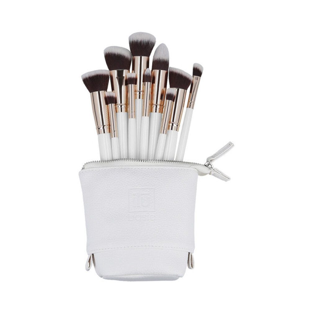 ILU Augenbrauenpinsel il? Basic-Set mit 10 Make-up-Pinseln + Etui, weiß