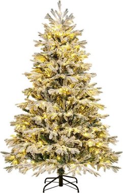 JUNG Künstlicher Weihnachtsbaum Künstlicher Spritzguss Weihnachtsbaum mit Beleuchtung + Schnee 2,10m, Edeltanne, Nordmanntanne Premium Edel, Baum Tanne, Christbaum + Ständer Weihnachtsbäume künstlich mit Licht Nordmann