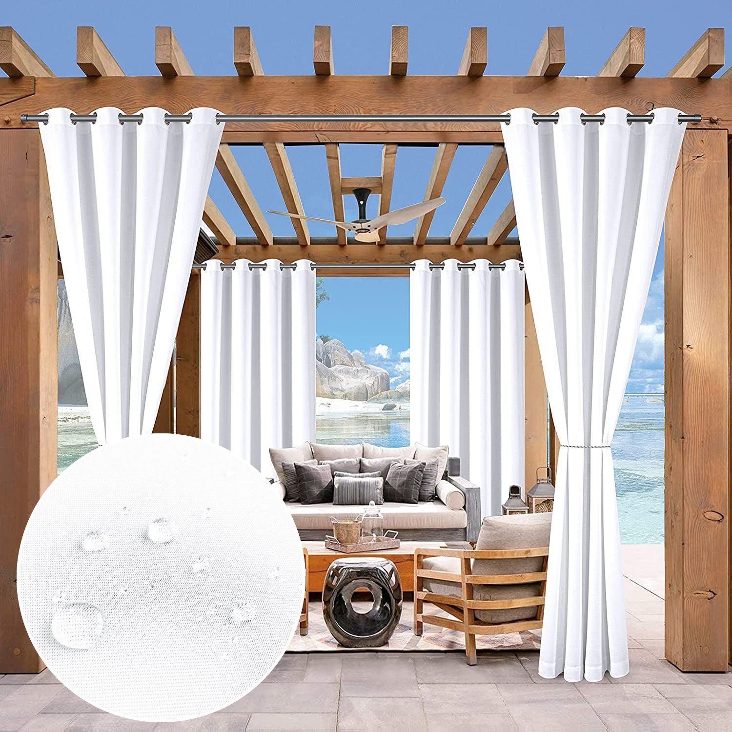 Jibenhome Verdunkelungsvorhang Outdoor Vorhang mit Ösen, günstig online kaufen