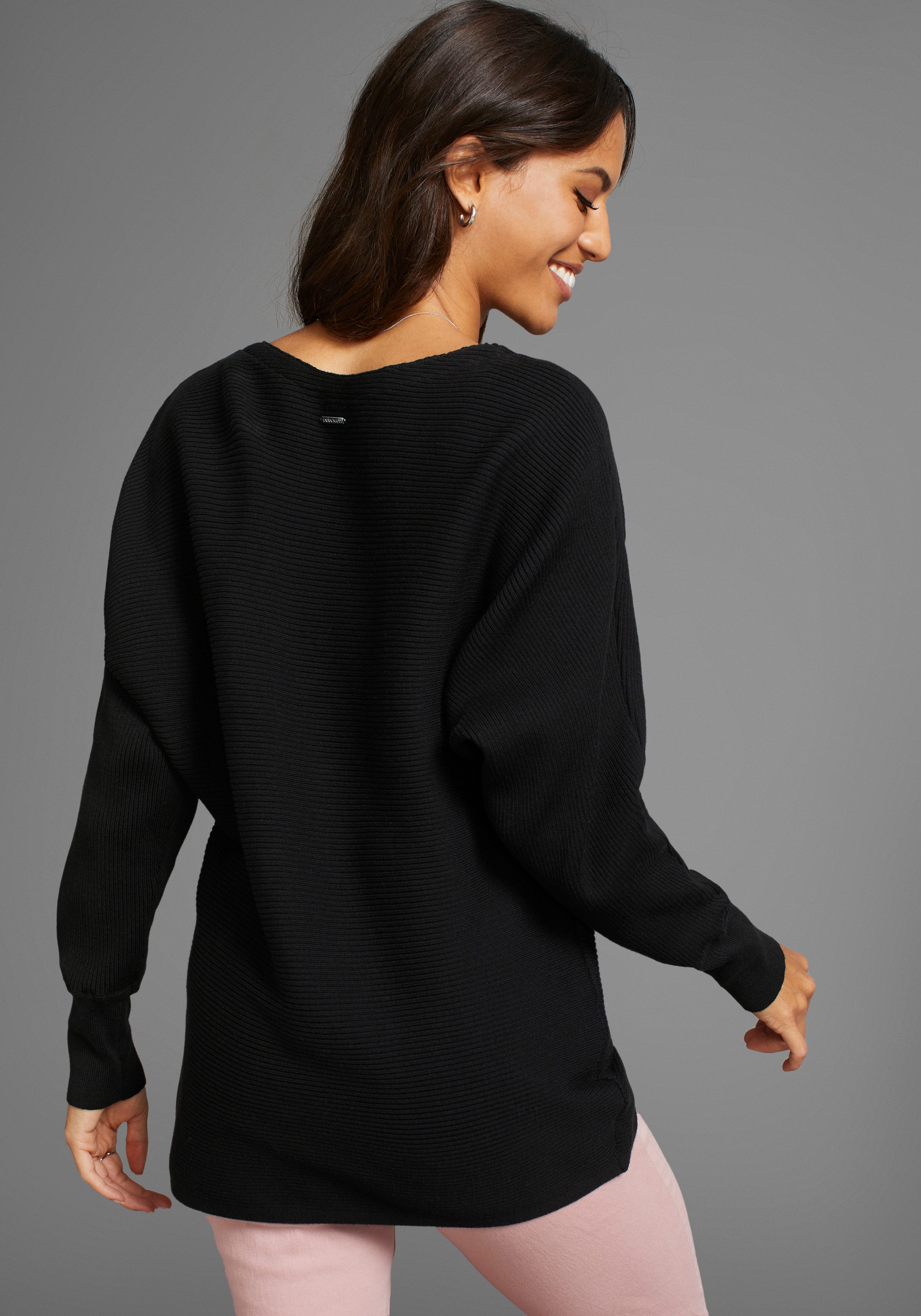 Laura Scott Rundhalspullover in oversized Form mit Rippstruktur günstig online kaufen