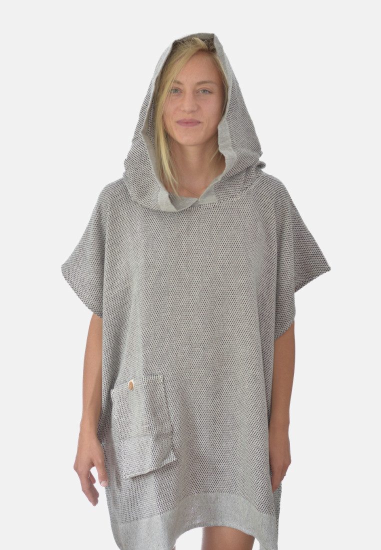 Lou-i Badeponcho Surfponcho Made in Germany Badeponcho, Kapuze, Tasche mit Knopf, mit Kapuze und Tasche