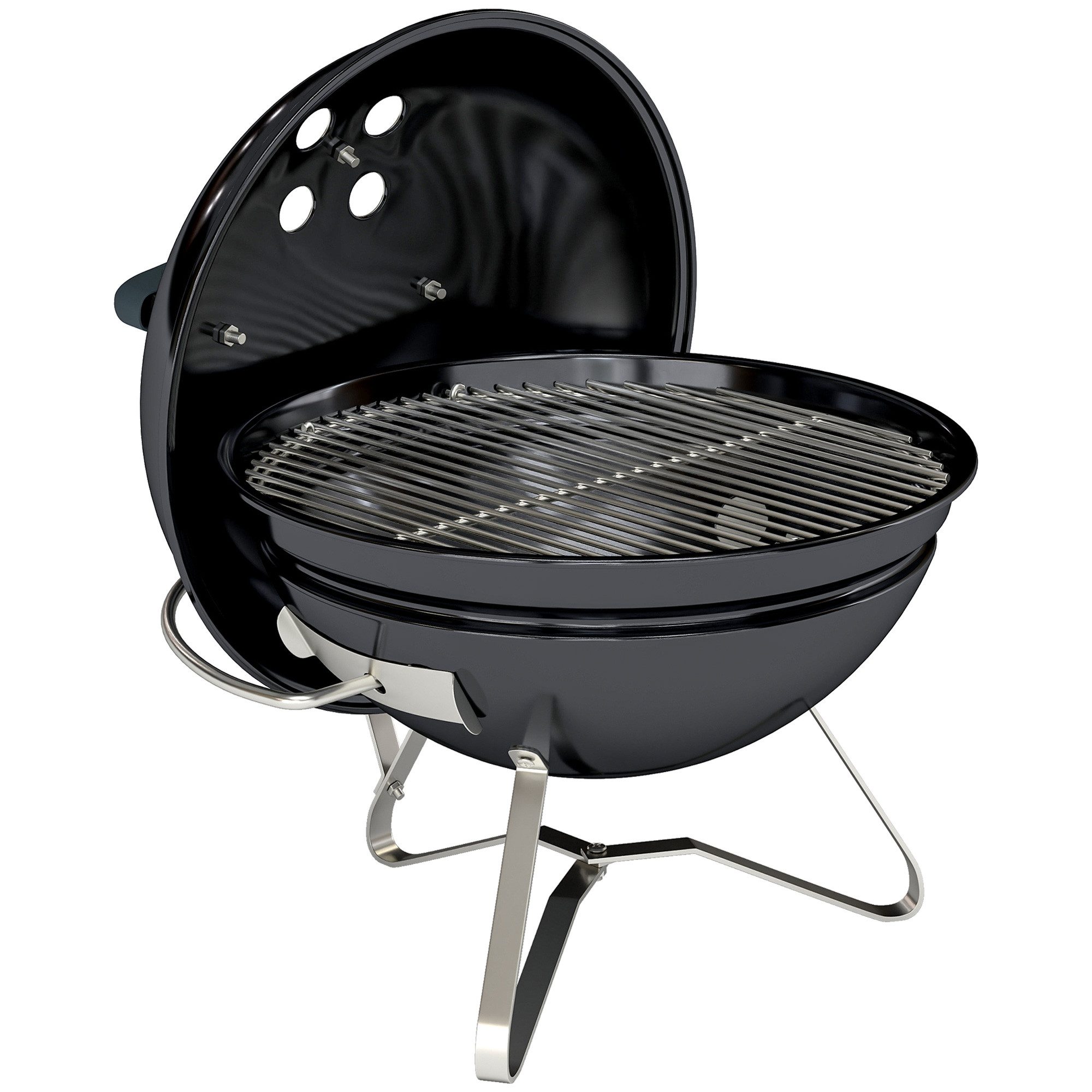 Novzep Holzkohlegrill Holzkohlegrill Tragbarer Kugelgrill mit Deckel Griff verstellbaren, Lüftungsschlitzen für Barbeque 41x41x44 cm