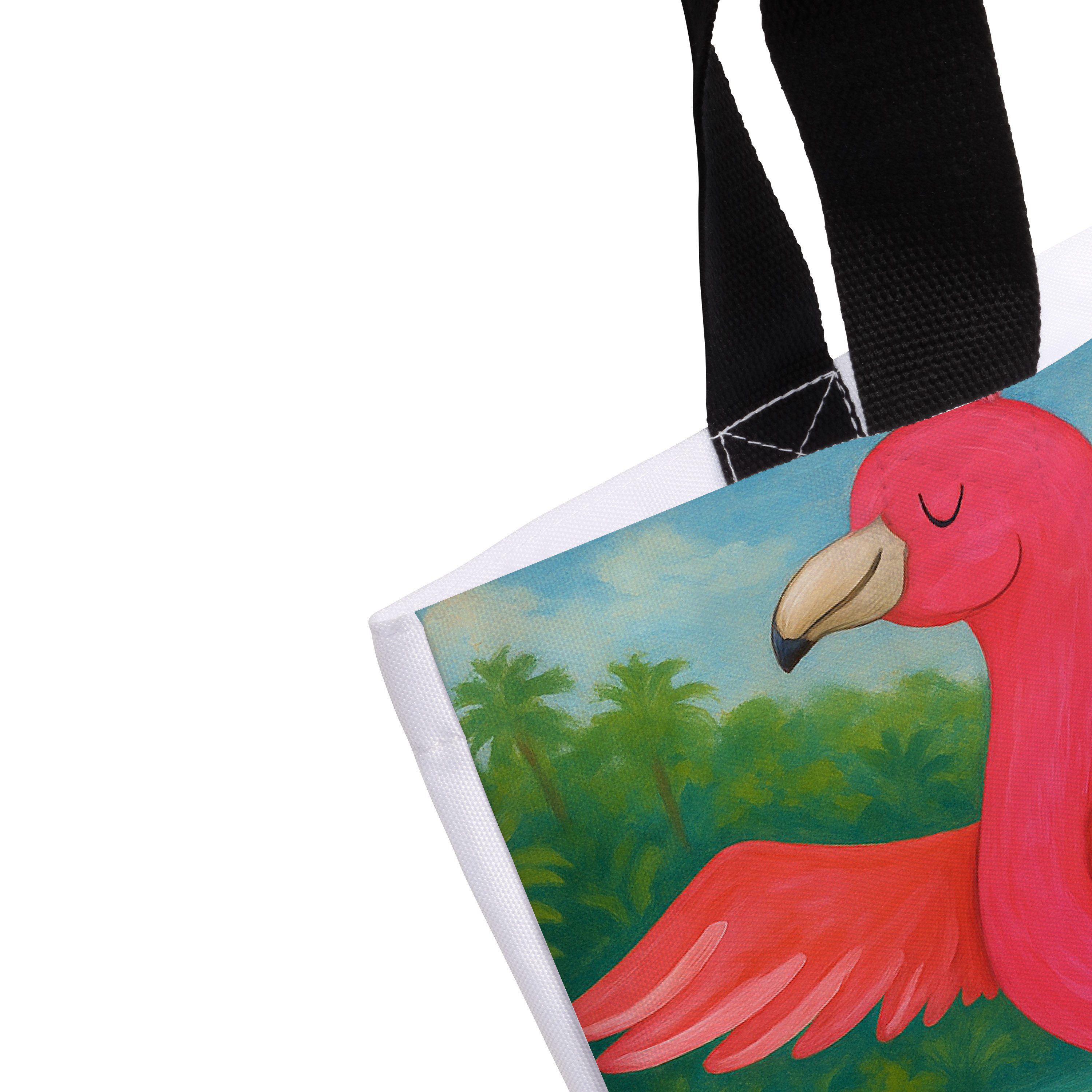 Mr. & Mrs. Panda Shopper Flamingo Yoga Design, Schultasche, Weiß, Aufgeregt, Tasche, Achtsamke (Packung), Büchertasche Vogel Yogi