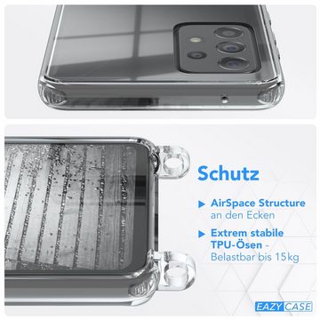 EAZY CASE Handykette Kette Clips Schwarz für Galaxy A52 / 5G / A52s 5G 6,5 Zoll, Slimcover mit Umhängeband Case Handytasche Clear Backcover Schwarz