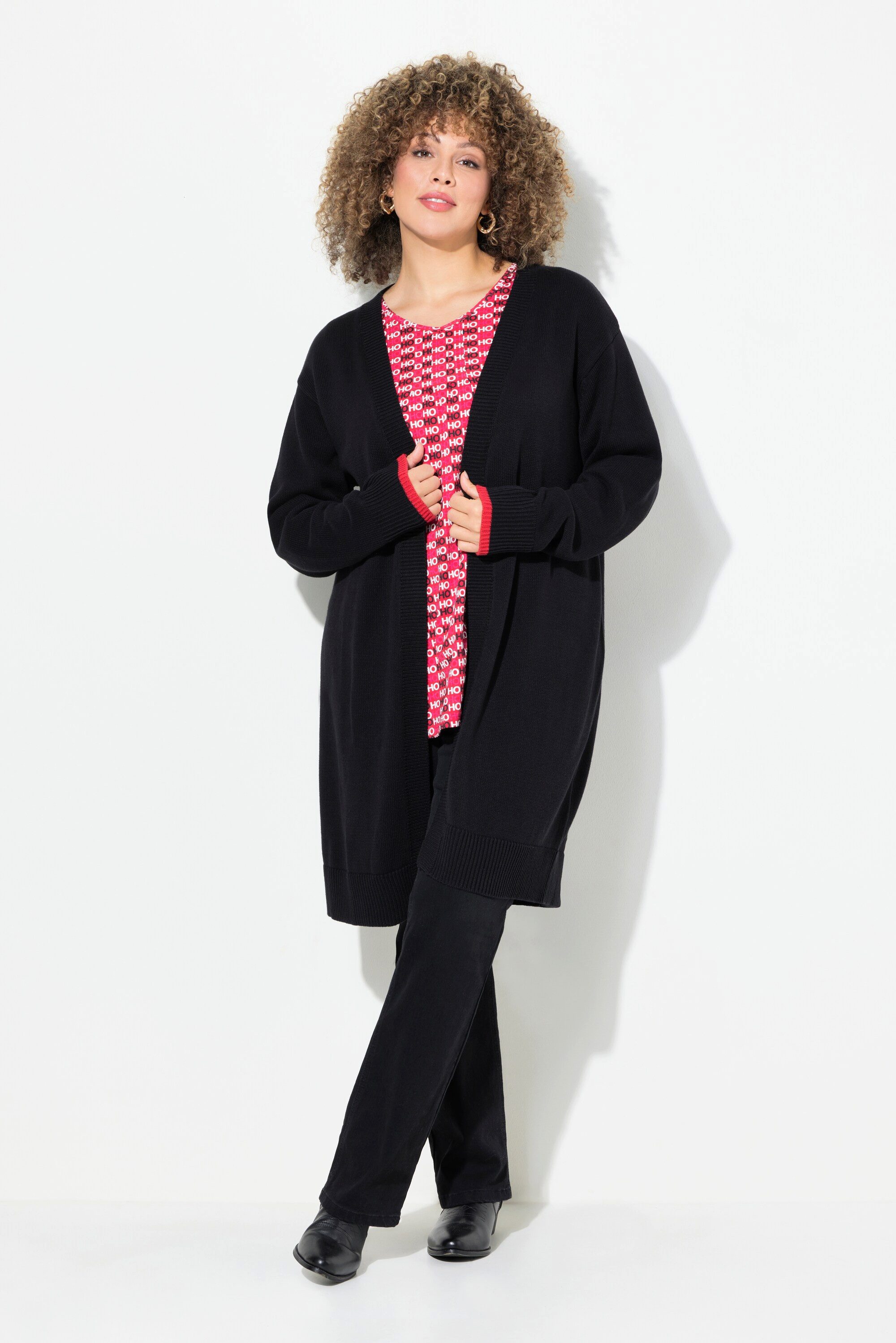 Ulla Popken Strickjacke Strickjacke Lebkuchenmann offene Jacke