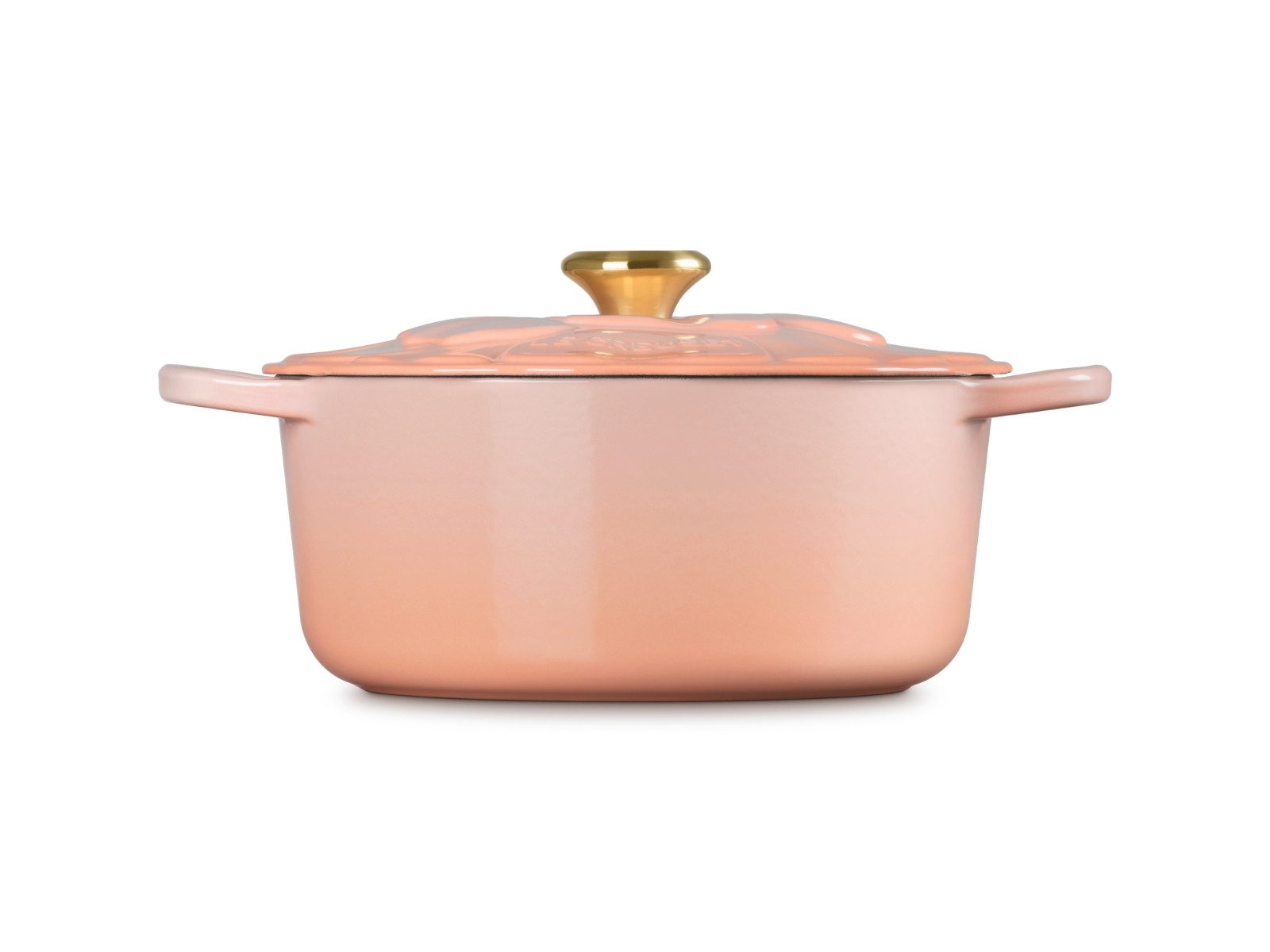 LE CREUSET Bräter Bräter Blume Signature rund pêche 26cm, Emailliertes Gusseisen