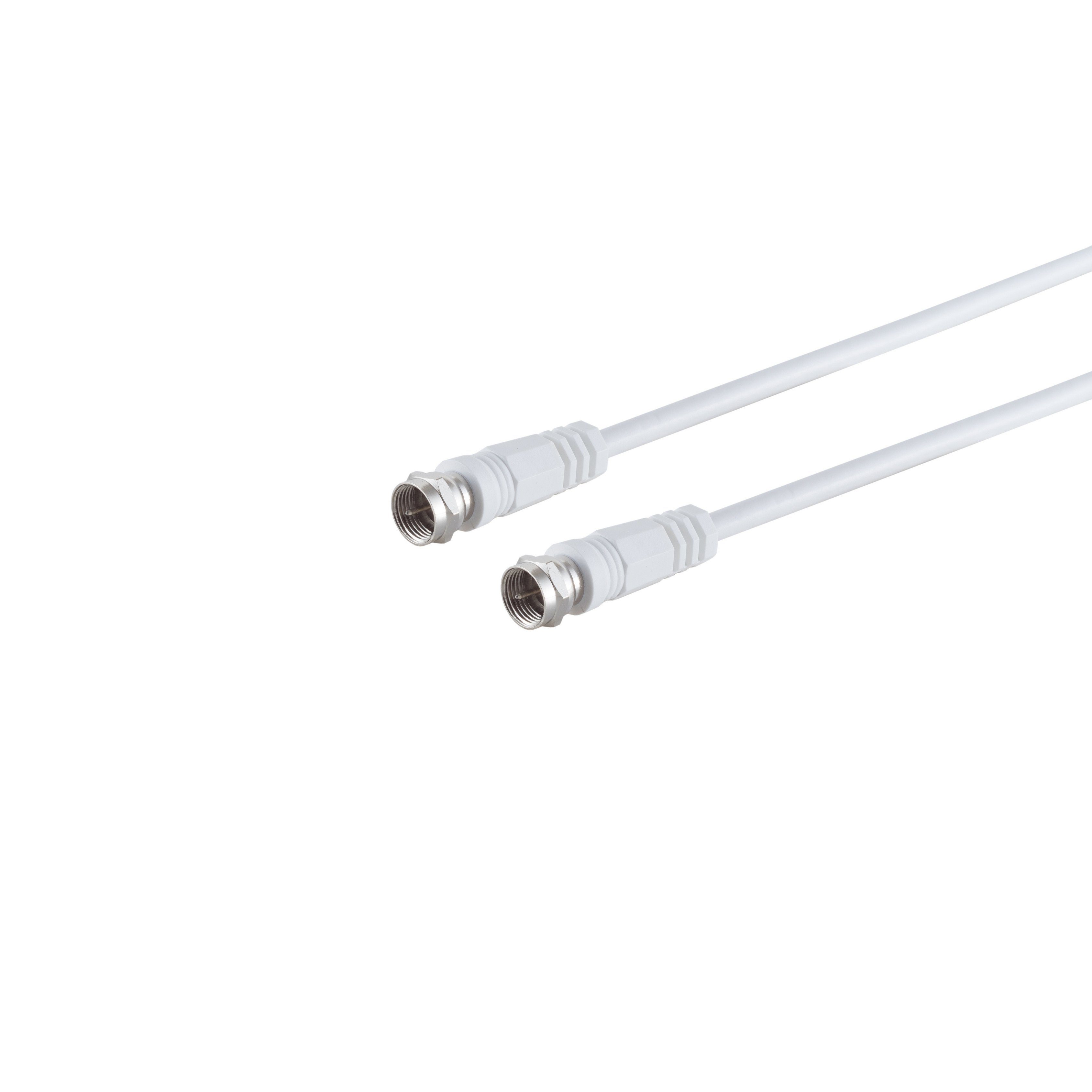 S-Conn F-Stecker - F-Stecker, C-PIN, >100 dB, weiß, 5m SAT-Kabel, (500 cm)