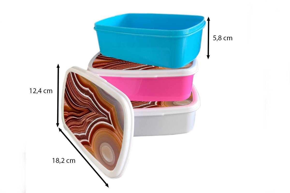 Lunchbox MuchoWow Kunststoff, geschichteten eines Brotbox Kinder Jungs und Achats, weiß für Erwachsene, für Nahaufnahme (2-tlg), und Mädchen Brotdose,