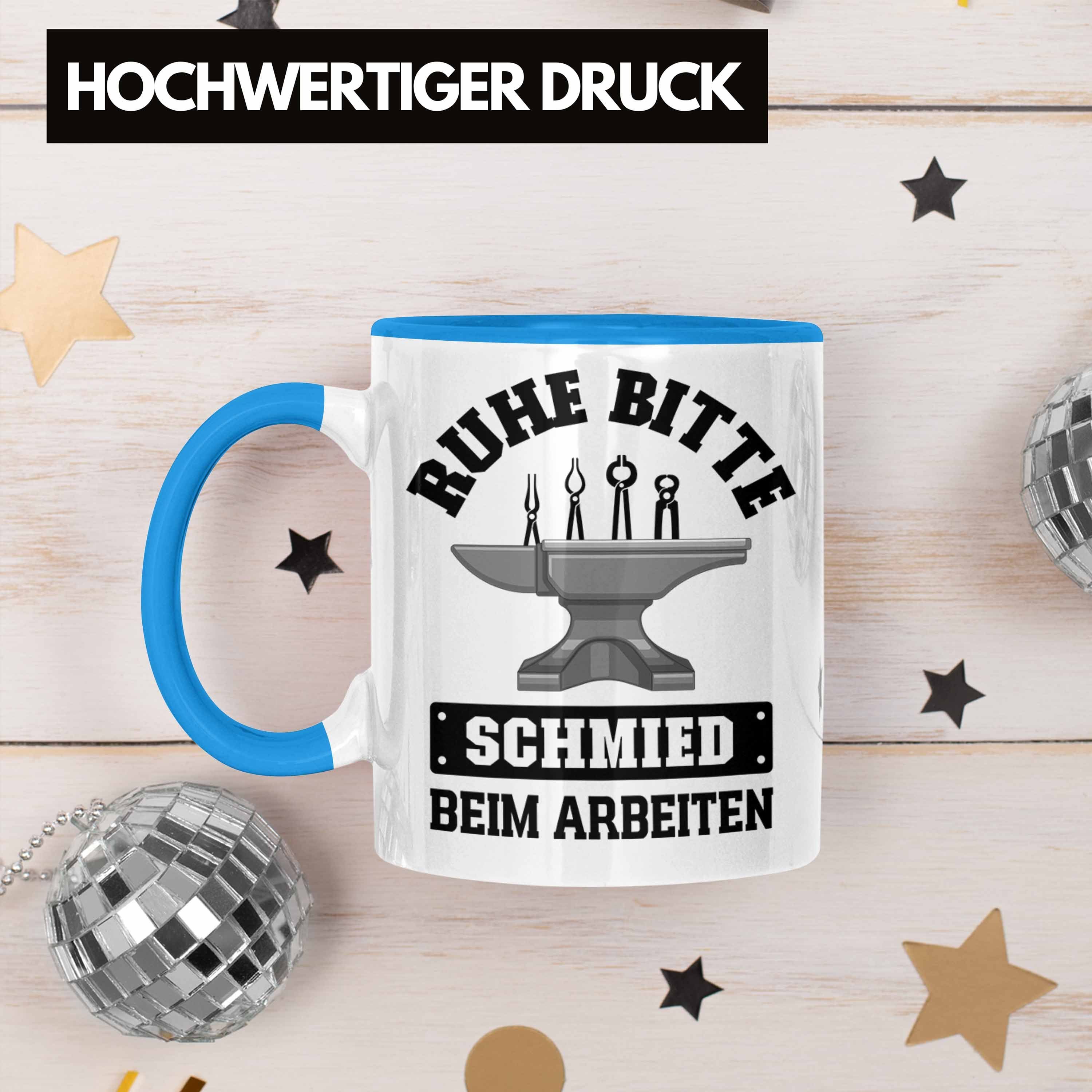 Trendation Tasse Spruch Kaffeetasse Blau Geschenke Trendation mit Hufschmied - Schmied Tasse Geschenkidee
