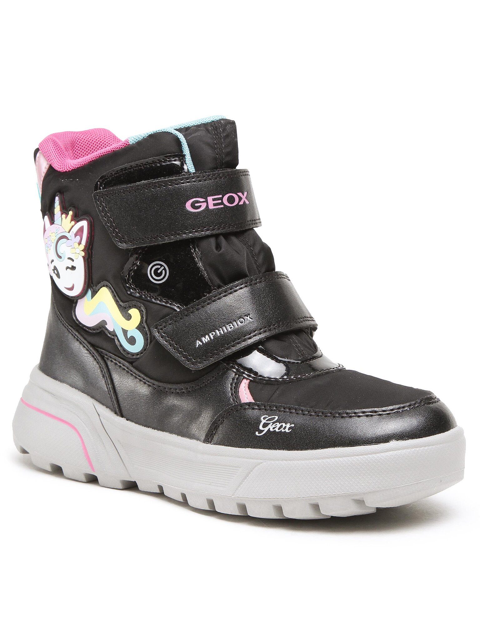 Geox Schneeschuhe J Sveggen G.B Abx A 268AA 0FUNF C9240 DD Black/Multicolor Schnürschuh