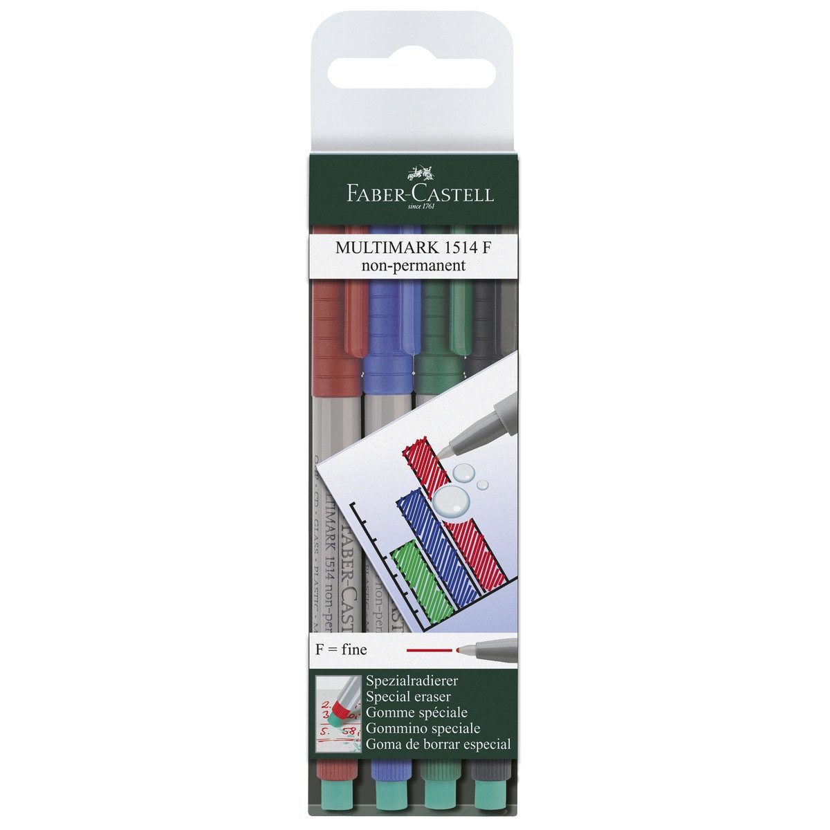 Faber-Castell Marker FABER-CASTELL Marker Multimark 1513 F non-permanent 4 Stück