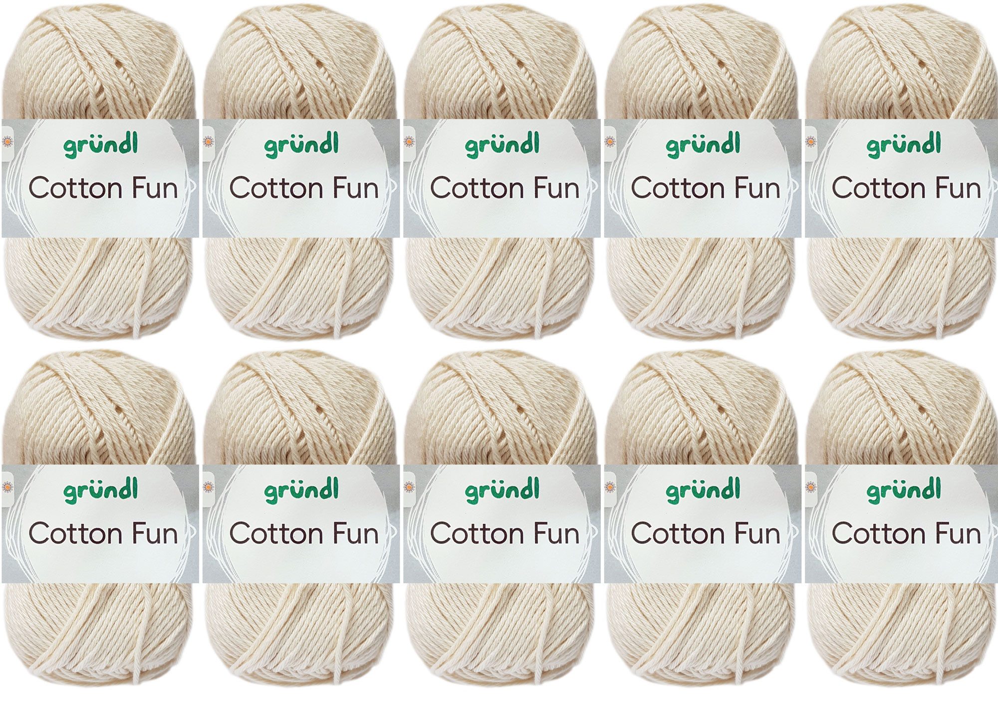 Gründl 10x50 Gramm Gründl Cotton Fun (von einer Farbe) Farbauswahl Häkelwolle