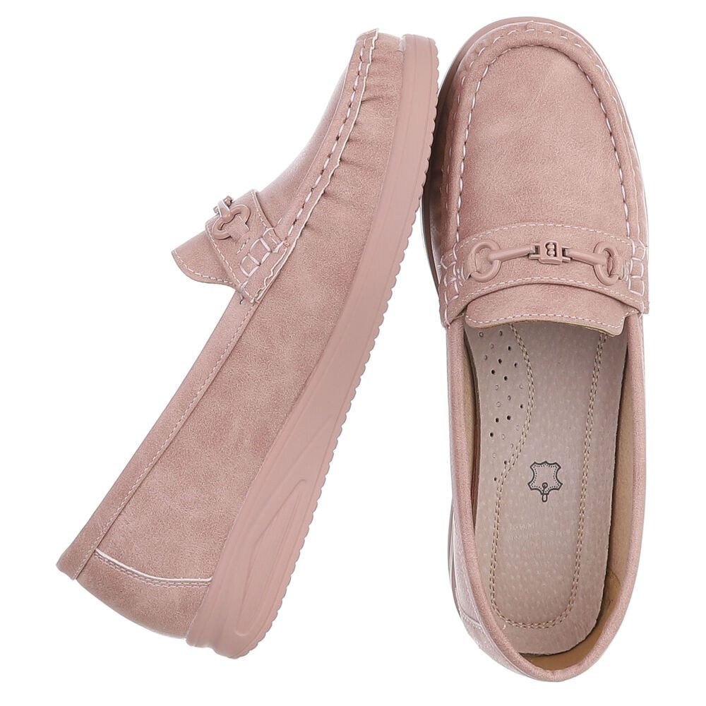 Ital-Design Damen Loafer Mokassin Slip-On mit Zierdetail Slipper (91849546) Flach Mokassins in Altrosa