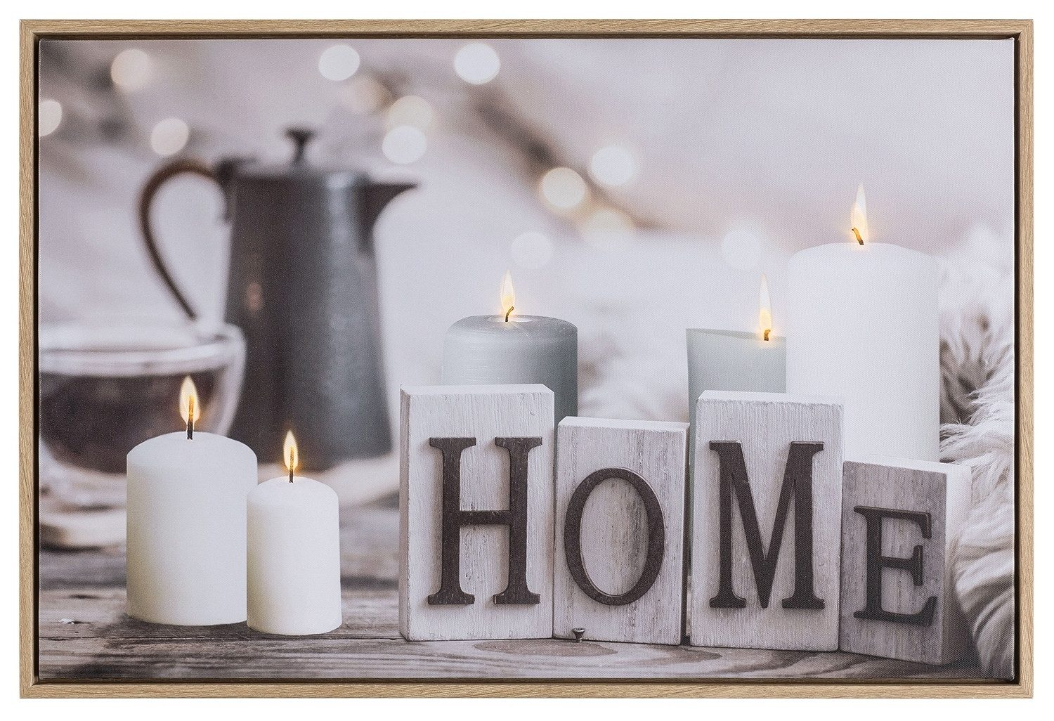 Bild mit Rahmen CUMI, 60 x 40 cm, Grau, Weiß, Kunststoffrahmen, Schriftzug günstig online kaufen