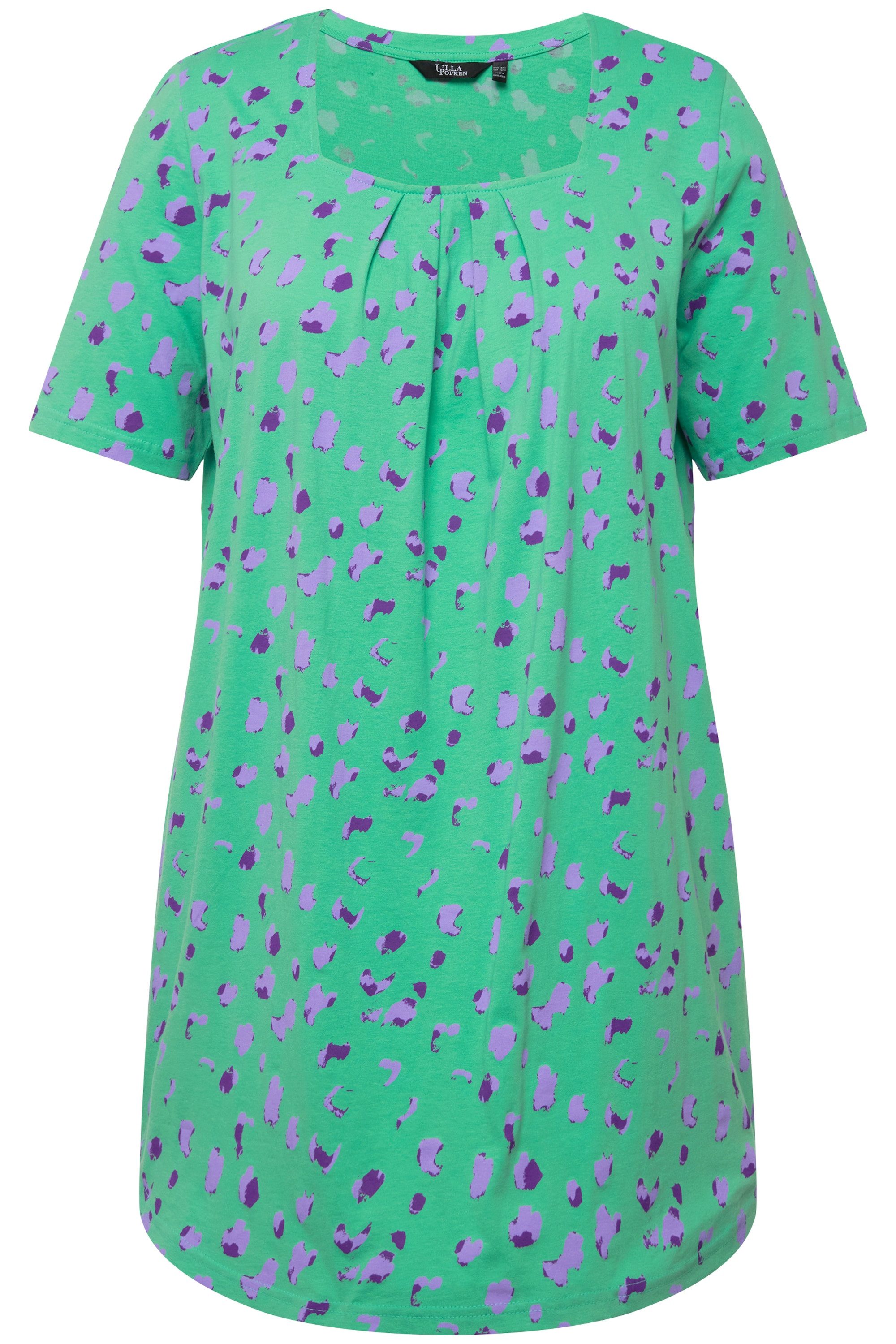 Ulla Popken T-Shirt Longshirt Fleckenmuster Carree-Ausschnitt günstig online kaufen