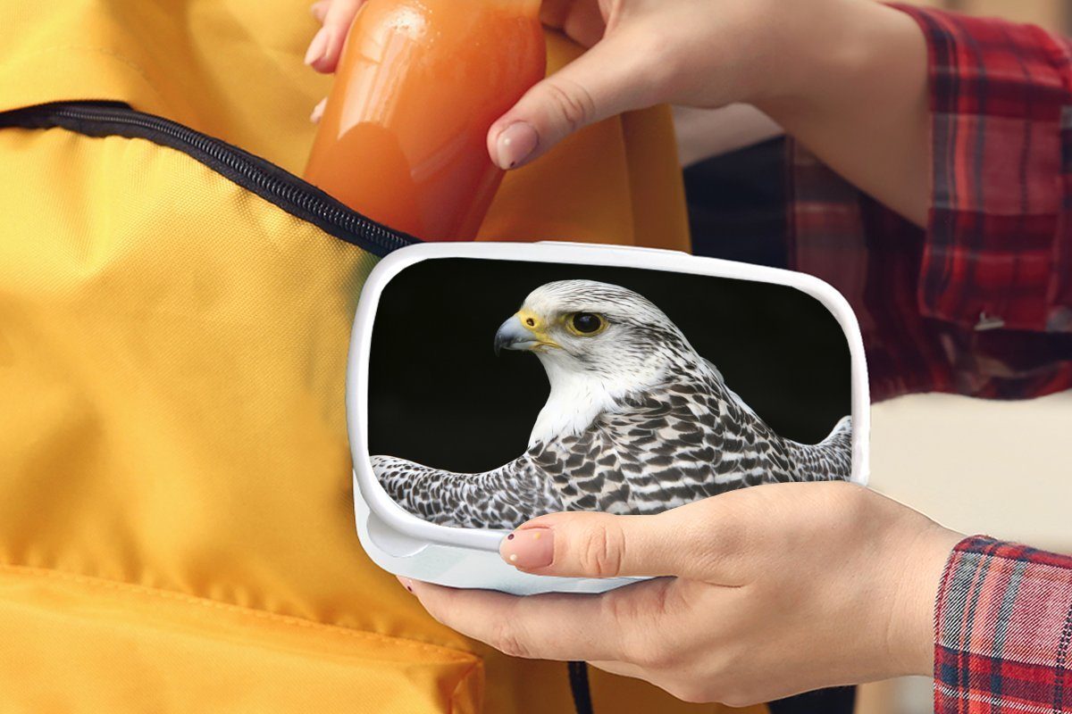 MuchoWow Lunchbox Falke - Brotbox und Raubvogel - Kunststoff, und Mädchen weiß Erwachsene, für Brotdose, Jungs für (2-tlg), Kinder Jagd