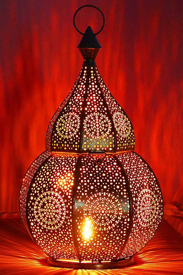 Marrakesch Orient & Mediterran Interior Windlicht Orientalische Laterne Anaram, orientalisches Windlicht, Marokkanische Metalllaterne für draußen als Gartenlaterne, oder Innen als Tischlaterne, Marokkanisches Gartenwindlicht, Handarbeit