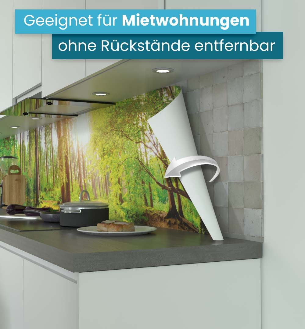 MyMaxxi Küchenrückwand Küchenrückwand selbstklebend Wald Spritzschutz Folie, (Klebefolie Küchenrückwand aufgerollt B 120 cm x H 60 cm), Forest Green B 120 cm x H 60 cm