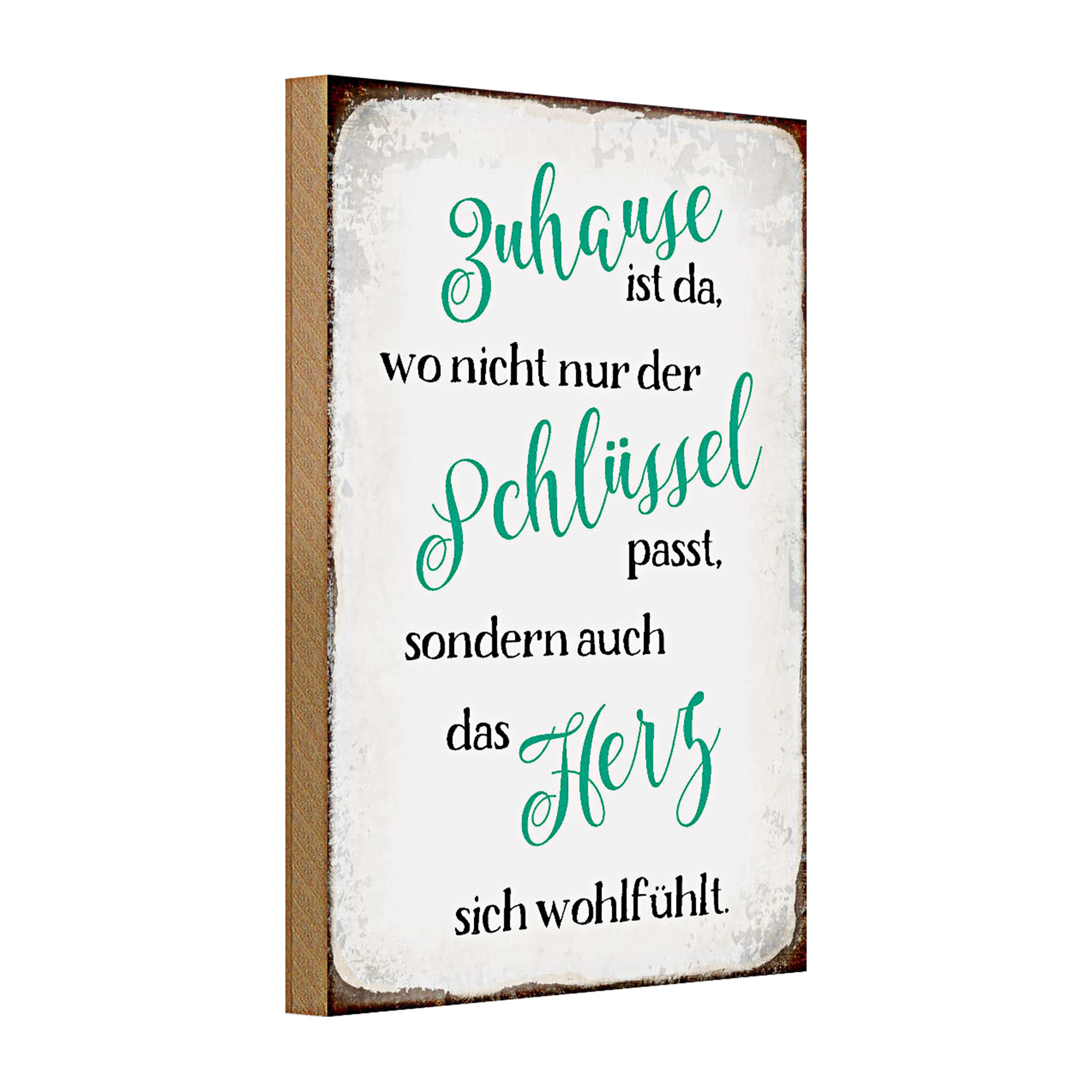 Roomando Holzbild Holzschild Spruch 20x30cm Zuhause wo Herz sich wohlfühlt