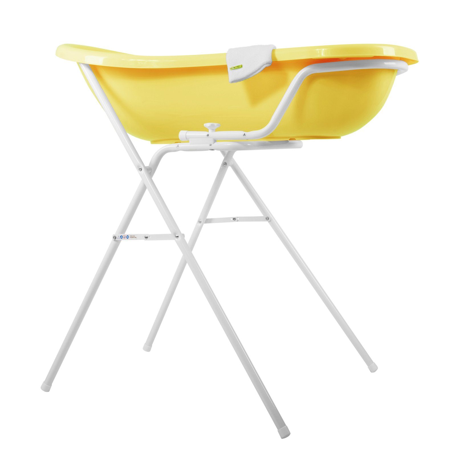 KiNDERWELT Babybadewanne + Badewanne Waschhandschuh, (Premium Badewannenständer + Set)