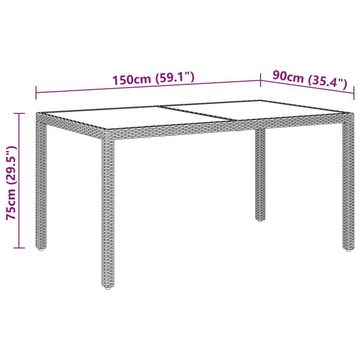 furnicato Gartentisch 150x90x75 cm Hartglas und Poly Rattan Braun