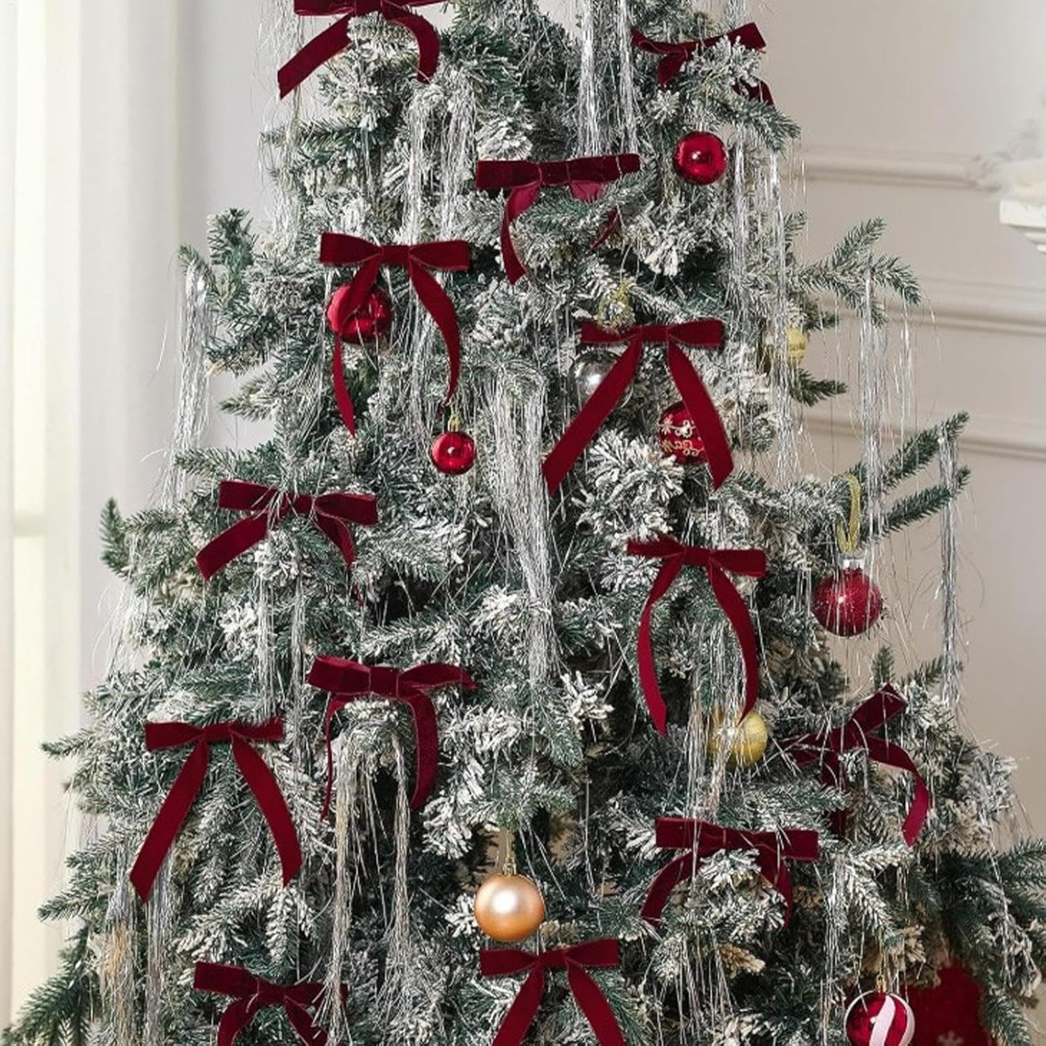 Coonoor Christbaumschmuck 12 Stück Weihnachtsschleifen Vintage-Samtband Geschenkschleifen, Für Weihnachtsbaum, Geschenkverpackungen, Girlanden, Kamin, Treppen – Bild 5 von 5