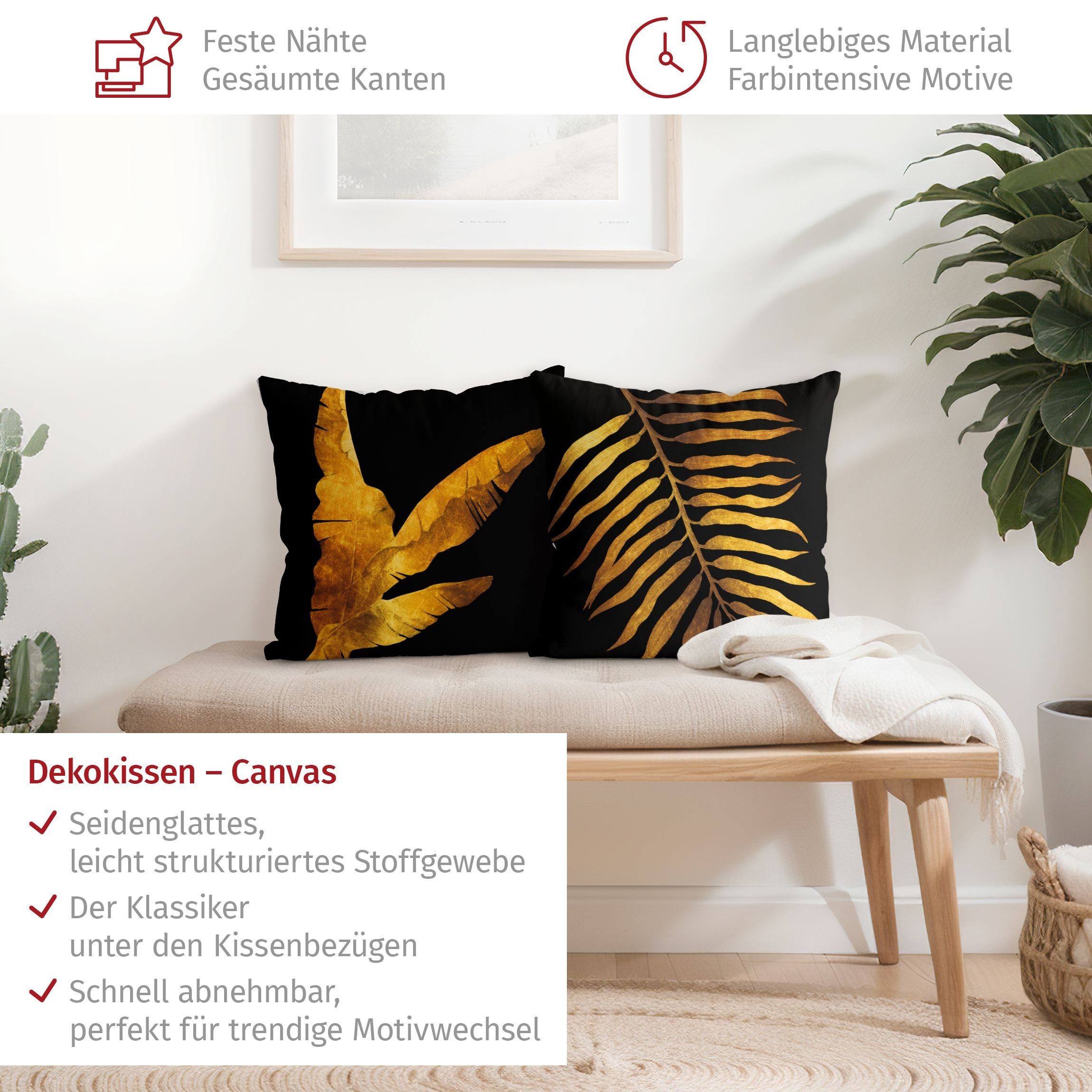 Bilderdepot24 Dekokissen 2-teilig drinnen Kissenhülle/ Sofakissen/ Zierkissen Kissenhülle gold, Bezug mit / ohne Füllung Zierkissen Outdoor Sofa Bett