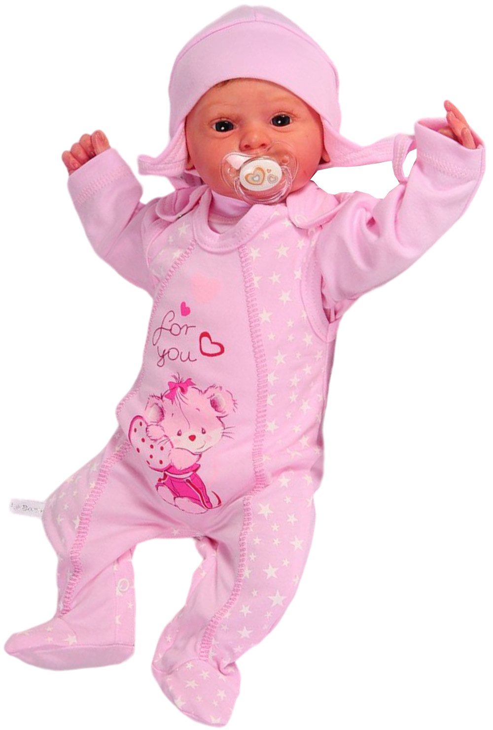 La Bortini Ползунки Baby Anzug Ползункиhose Langasmhirt Mütze für Neugeborene (Erstlingsset für Mädchen, in Rosa 56 62)