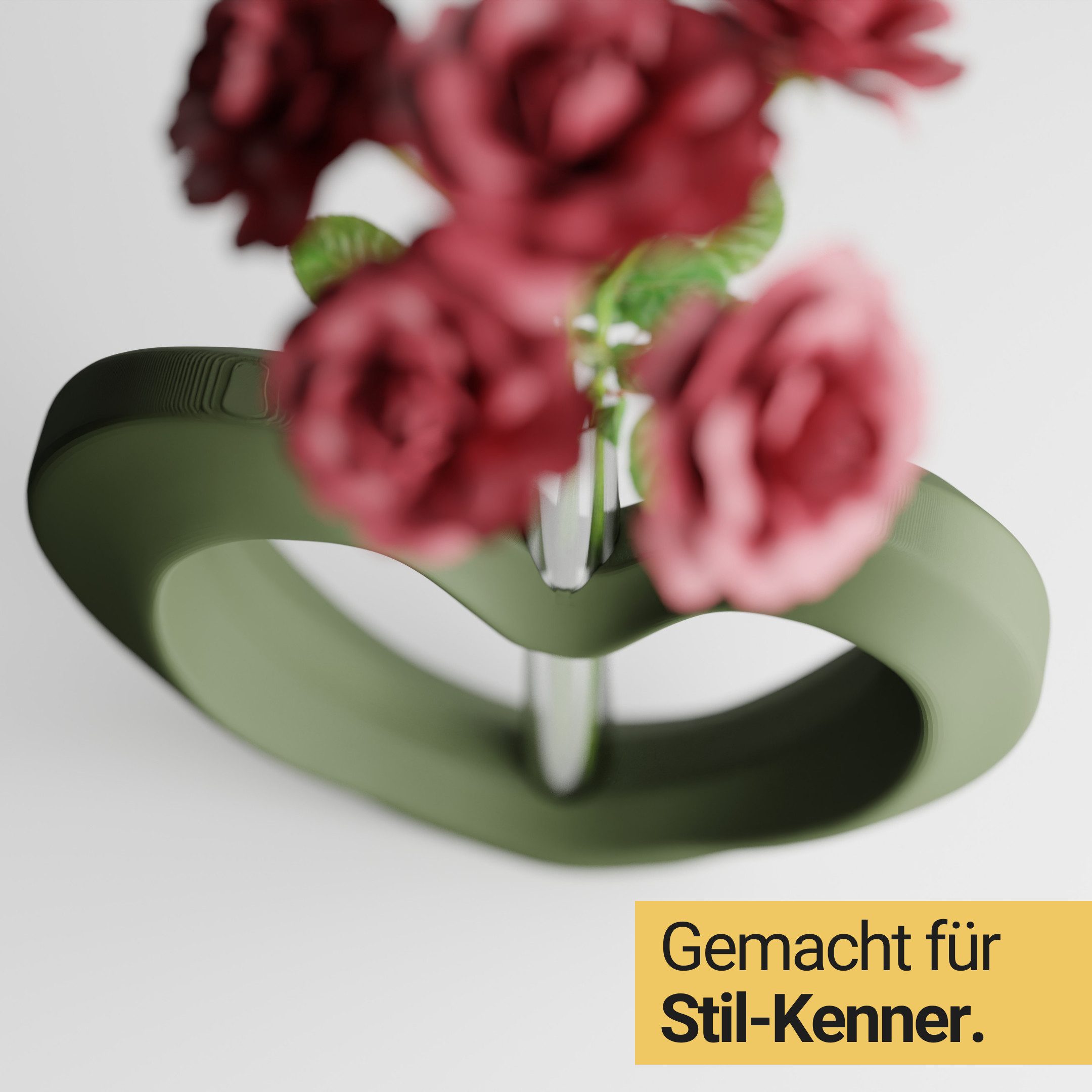 Shapes - Decorations Dekovase Herzvase, Deko in Herzform mit Glasröhrchen, Valentinstag Geschenk, Glasröhrchen für einzelne Blume