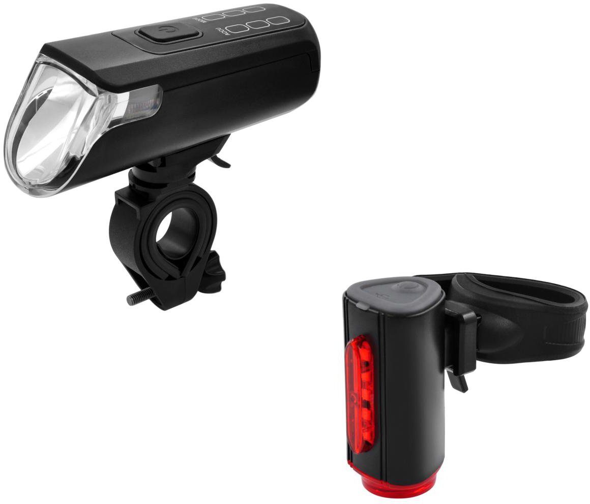 FISCHER Fahrrad Fahrradbeleuchtung Akku-USB-LED Bel.-Set Bodenbel. 60 Lux