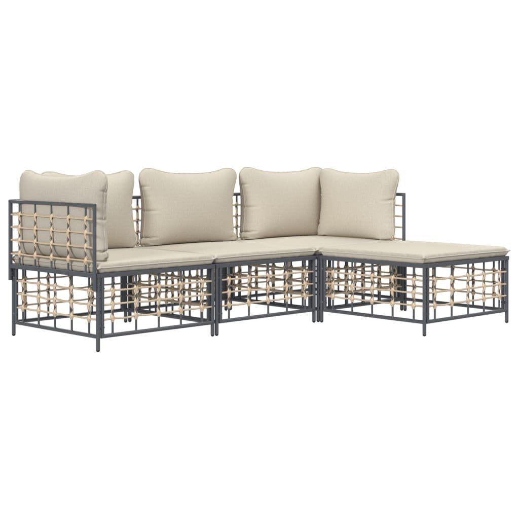 Vidaxl 4-tlg. Garten-lounge-set Mit Kissen Anthrazit Poly Rattan günstig online kaufen