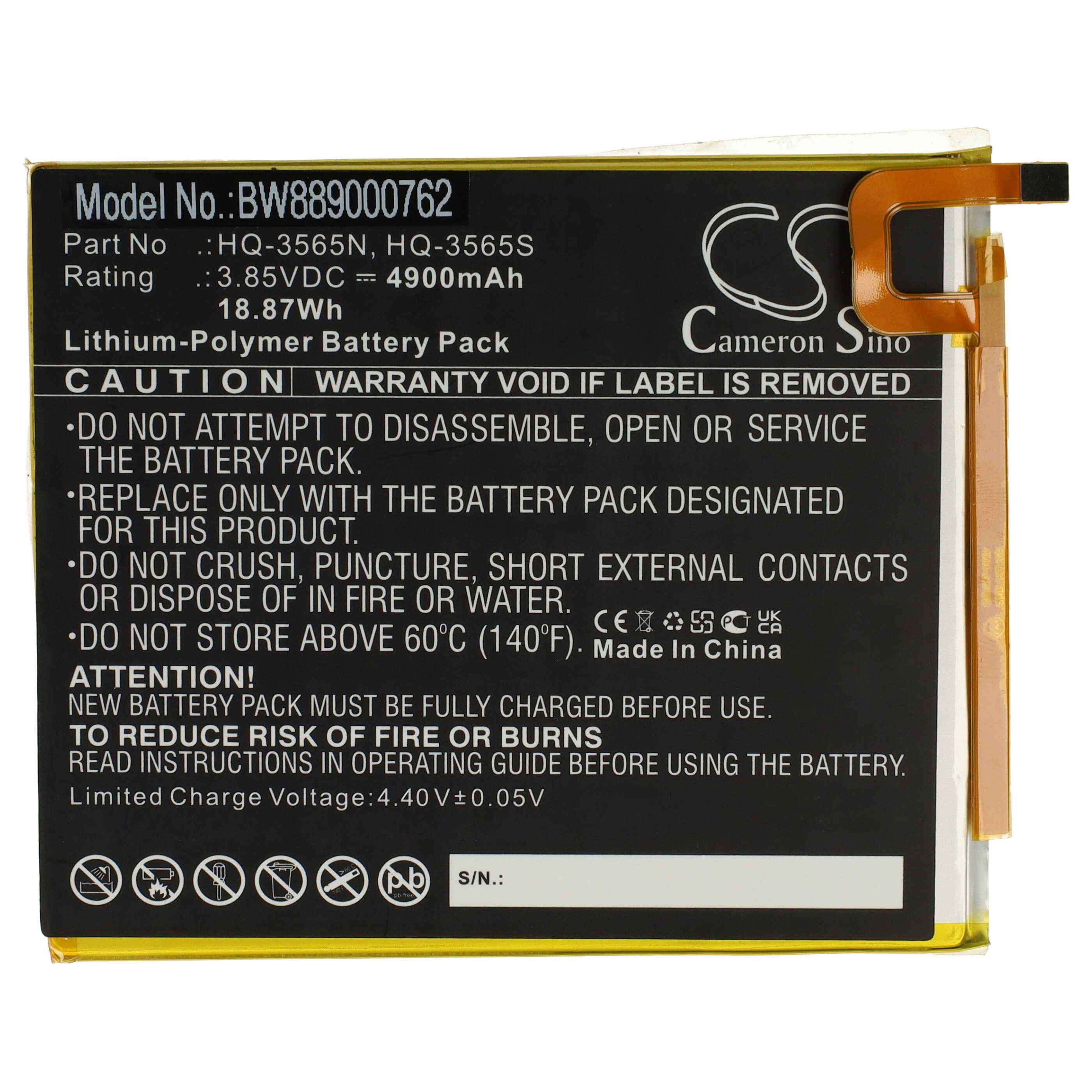 vhbw kompatibel mit Samsung Galaxy Tab A7 Lite SM-T225N, 8.7 2021, SM-T225, Tablet-Akku Li-Polymer 4900 mAh (3,85 V)