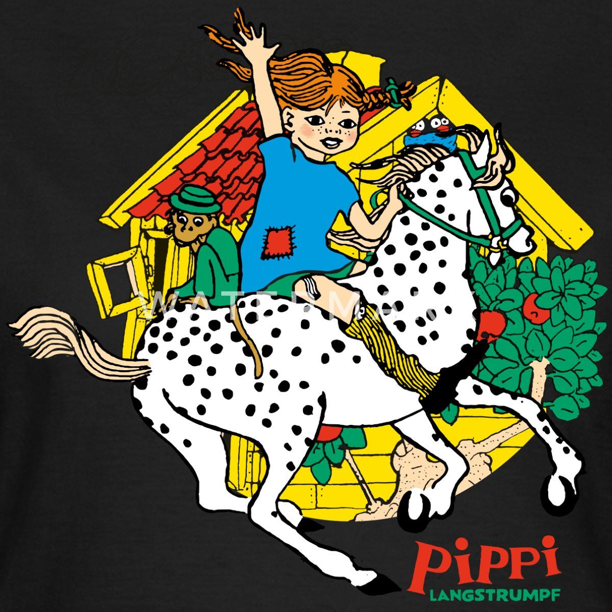 Spreadshirt T-Shirt Pippi Langstrumpf Herr Nilsson Und Kleiner Onkel Frauen T-Shirt (1-tlg) Slim Fit, fällt klein aus