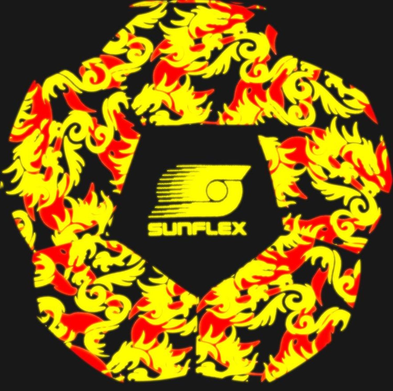 Sunflex Fußball Neopren Fußball Size 5 Glow Flames Dragon, Ball Ballsport Ballspiel Sportspiel Sportball Soccer Leuchtball