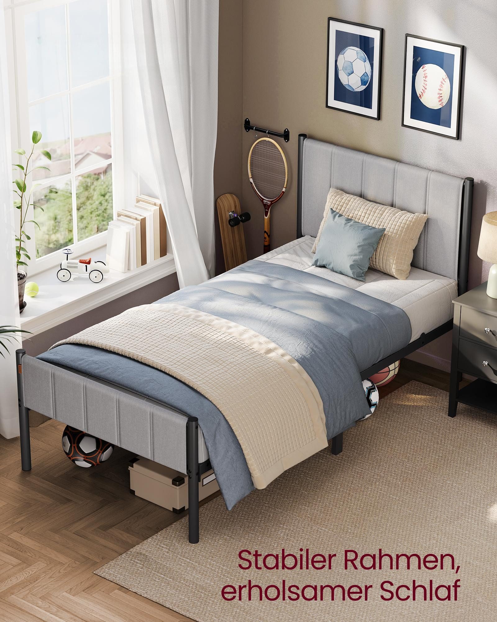 VASAGLE Polsterbett (90 x 200 cm, geräuschlos), mit gepolstertem Kopfteil, günstig online kaufen