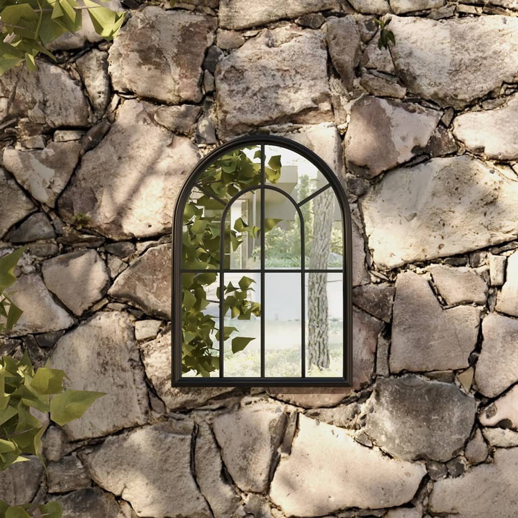 furnicato Wandspiegel Gartenspiegel 60 x 45 cm Schwarz mit Rosteffekt (1-St), Antike Wanddekoration mit vorgebohrtem Loch zur einfachen Montage