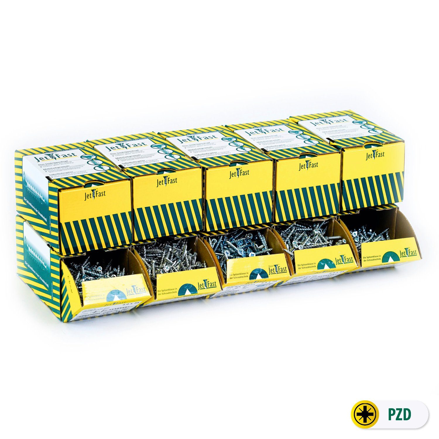 Jet-Fast Schrauben-Set Spanplattenschrauben, Duo-Senkkopf, Selbstbohrspitze - Heimwerker Set, (Packung-Set), Selbstborhspitze, kein Vorbohren nötig, schnelles Einschrauben