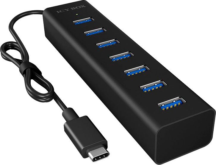 ICY BOX Type-C™ zu 7 Port USB 3.0 Hub Computer-Adapter, Unterstützt  Windows, Linux, macOS 9 oder neuere Version