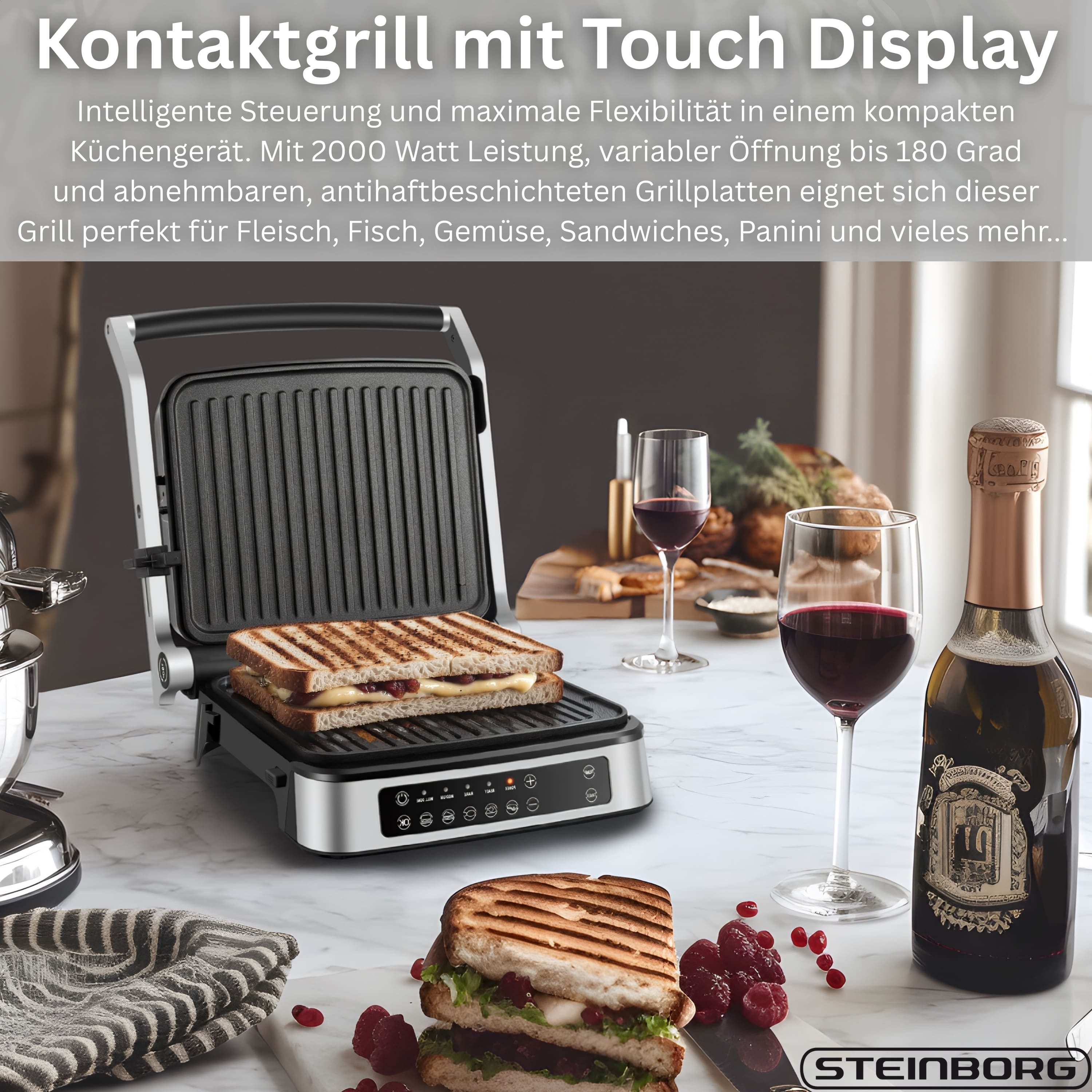 STEINBORG Kontaktgrill SB-2240, 2000 W
