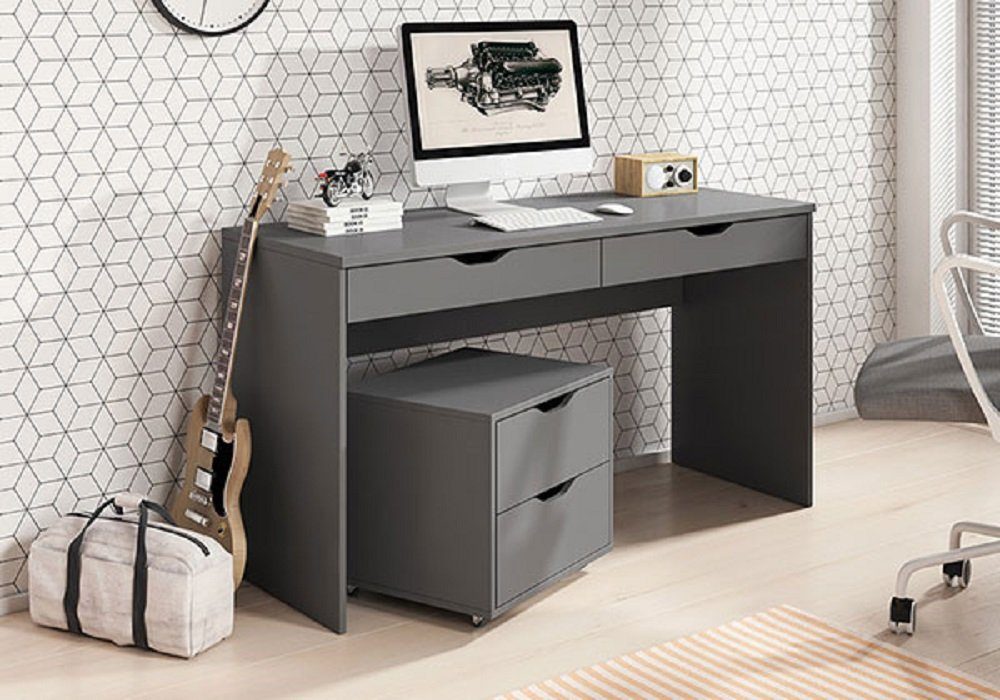 Feldmann-Wohnen Schreibtisch MATI (PC-Tisch, Computertisch), Ausführung und Farbe wählbar graphit mit Rollcontainer
