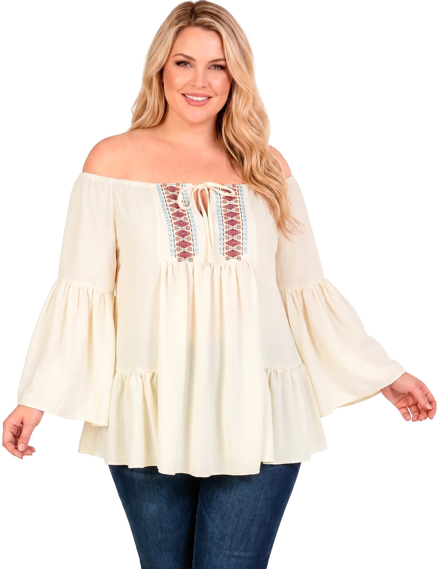 Widmann S.r.l. Kostüm Hippie Damenshirt Bluse 60er Jahre Ethno Stil