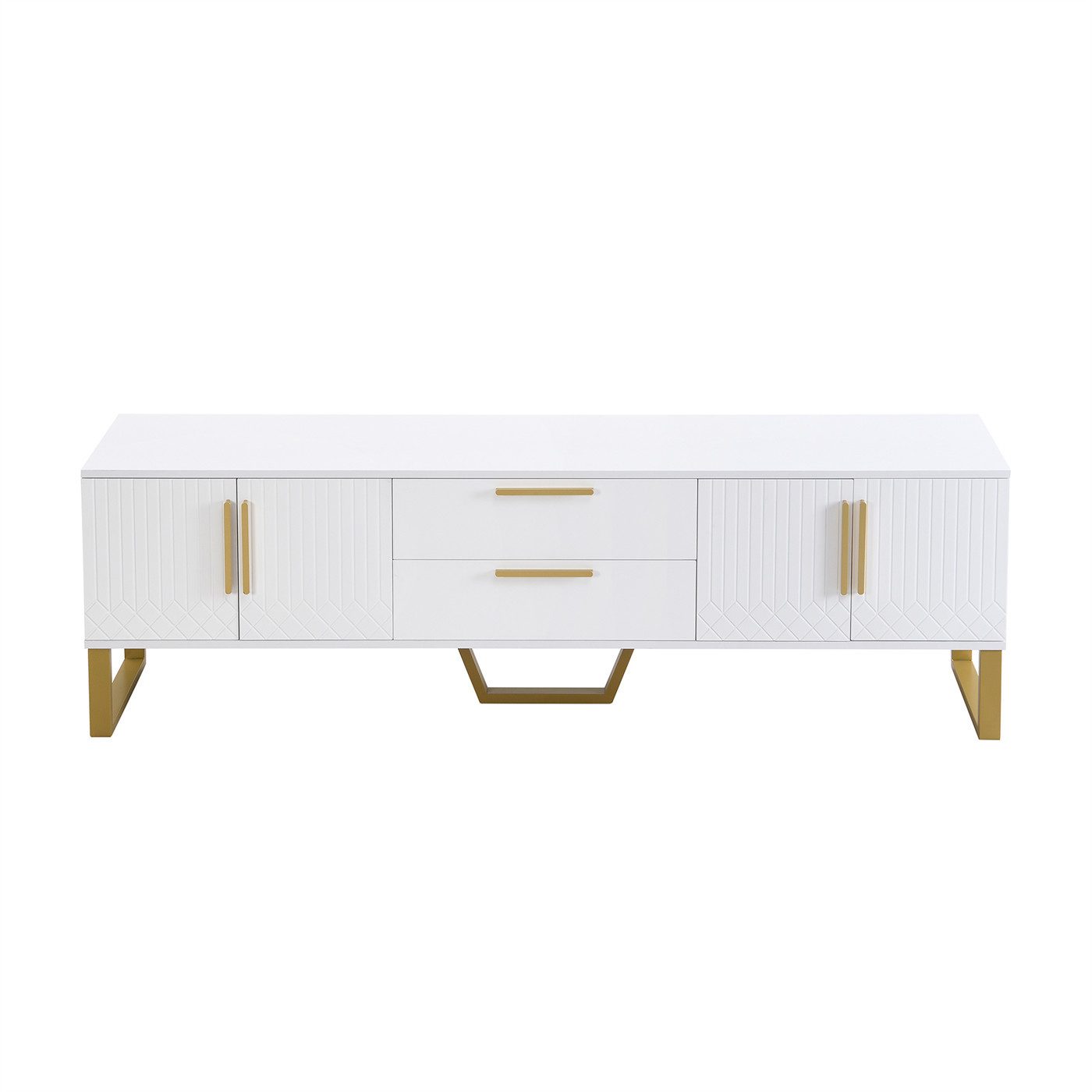 TV-Schrank Hochglänzender TV-Schrank,TV Halterung mit goldene Griffe und Füße