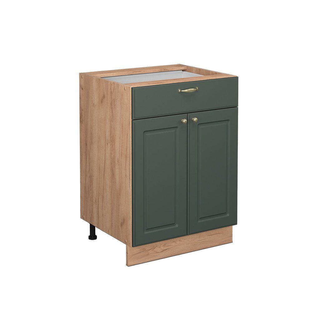 Vicco Unterschrank Fame-Line, Grün-Gold Landhaus/Eiche 60cm, günstig online kaufen